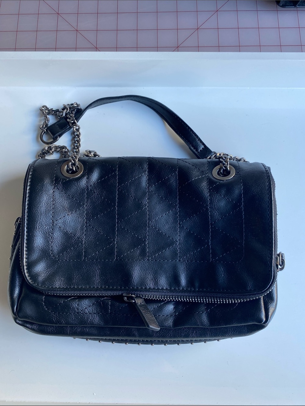 Zara Black Quilted Shoulder Bag with Chain Strap
